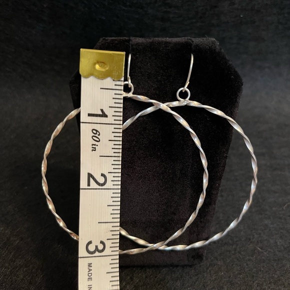 NATIVE AMERICAN STERLING SILVER HANDMADE HOOP EARRINGS - Picture 5 of 5